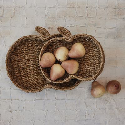 Pumpkin Shaped Seagrass Tray Set of 2