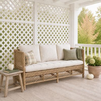 Rattan Frame Cushioned Settee