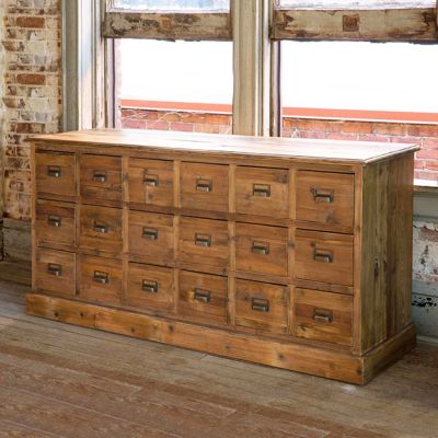 Reclaimed Wood 18 Drawer Storage Cabinet