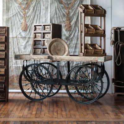 Reclaimed Wood Decorative Trolley Cart