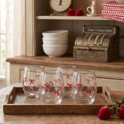 Red Bow Icon Clear Drinking Glass
