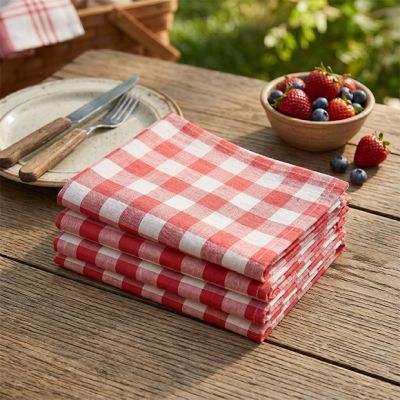 Red Gingham Check Cotton Napkin Set of 4