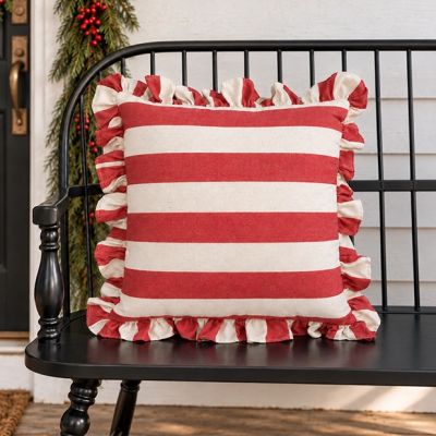 Red Striped Accent Pillow
