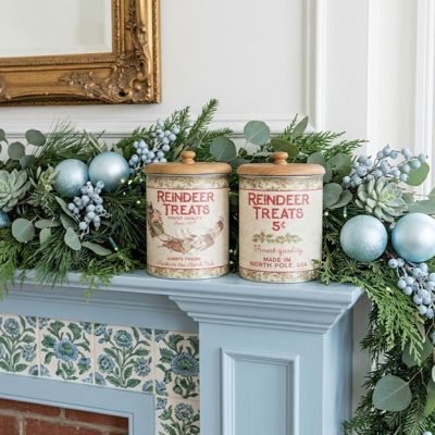 Reindeer Treats Wood Topped Canister
