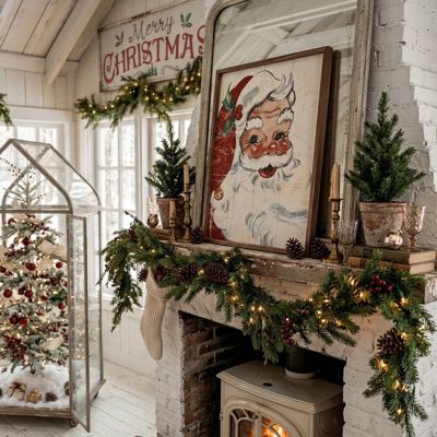 Rosy Cheeks Santa White Wall Art