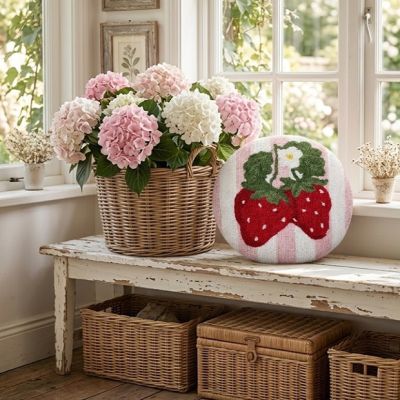 Round Strawberry Striped Hook Pillow