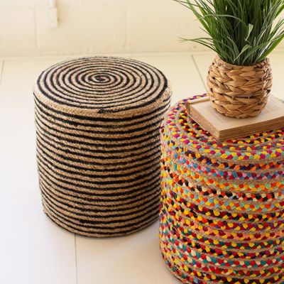 Round Woven Jute Pouf
