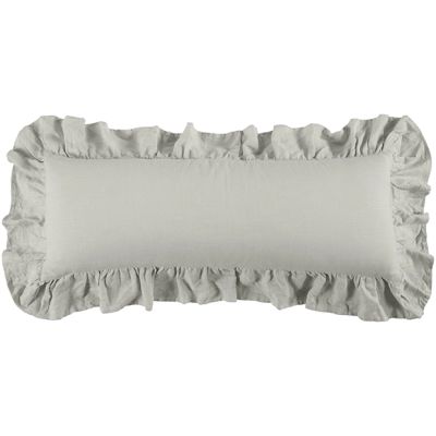 Ruffle Border Grey Washed Linen Lumbar Pillow