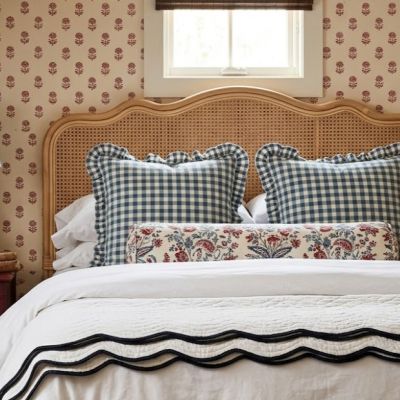 Ruffled Edge Cotton Check Throw Pillow