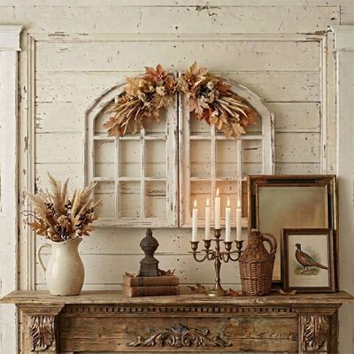 Rustic Arched Wood Window Frame Set of 2