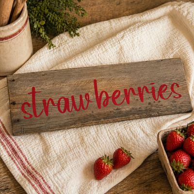 Rustic Barnwood Strawberries Sign