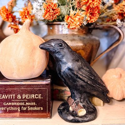 Rustic Black Crow Figurine 6.5 Inch