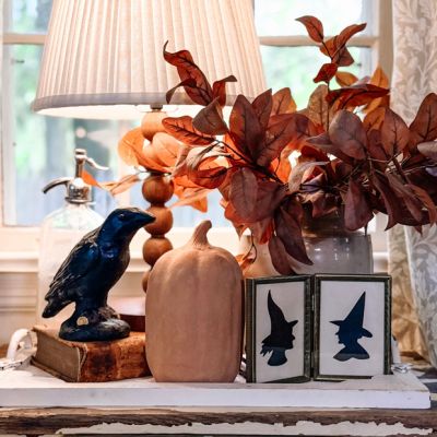 Rustic Black Crow Figurine 11 Inch