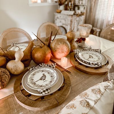 Rustic Farmhouse Round Wooden Lattice Charger Plate
