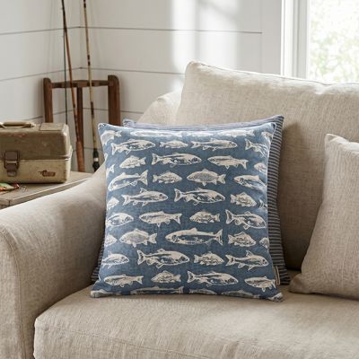 Rustic Fish Pattern Accent Pillow