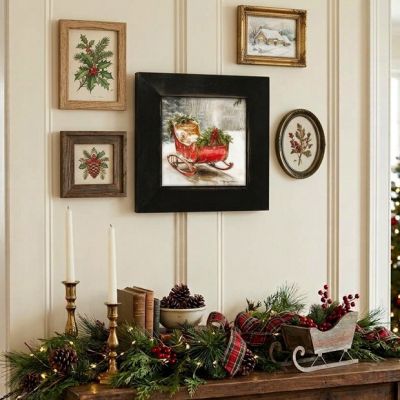 Rustic Framed Christmas Sleigh Wall Art