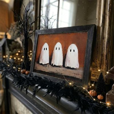 Rustic Framed Ghost Friends Wall Decor