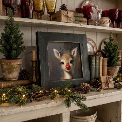 Rustic Framed Rudolph Square Wall Art