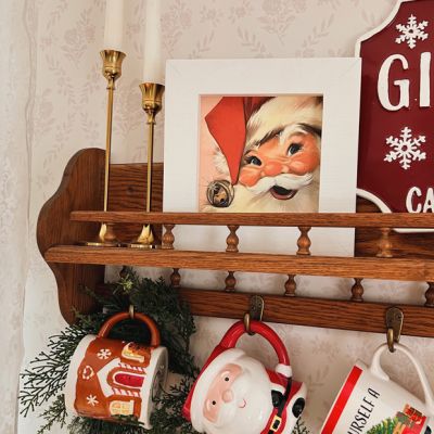Rustic Framed Twinkle Santa Wall Art