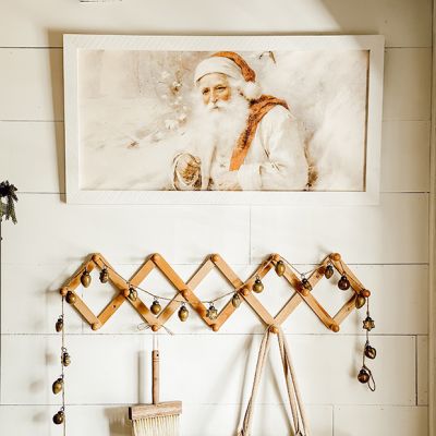 Rustic Framed White Background Santa 3 Horizontal Wall Art