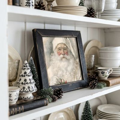 Rustic Framed White Background Santa 9 Wall Art