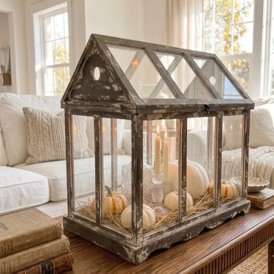 Rustic Garden Greenhouse Terrarium Set of 2
