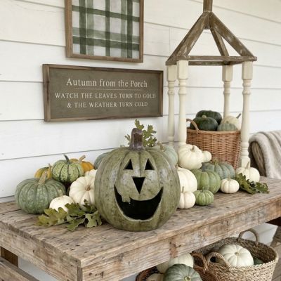 Rustic Green Big Mouth Jack O Lantern 11 Inch