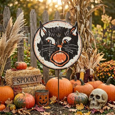 Rustic Harvest Black Cat Garden Pick