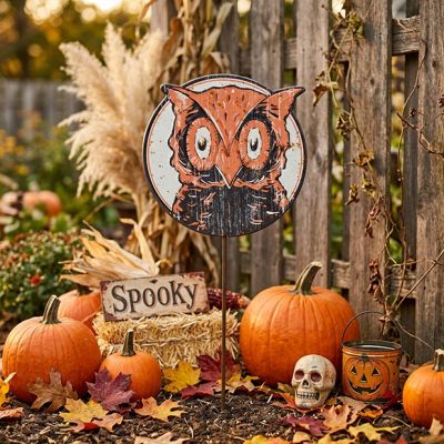 Rustic Harvest Owl Garden Pick