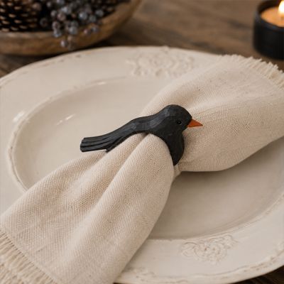 Rustic Harvest Wood Crow Napkin Ring Set of 4