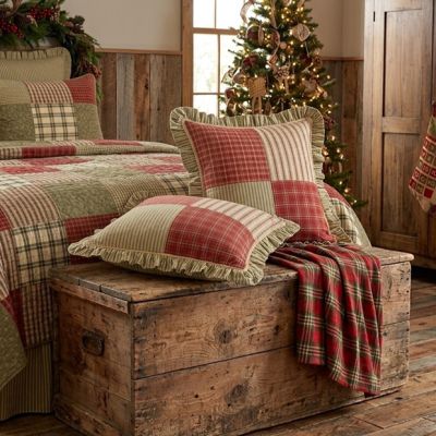 Rustic Patchwork Ruffled Throw Pillow