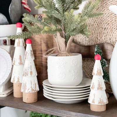 Rustic Pine Wood Round Tree Set of 3