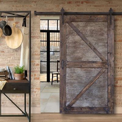 Rustic Sliding Barn Door With Rail