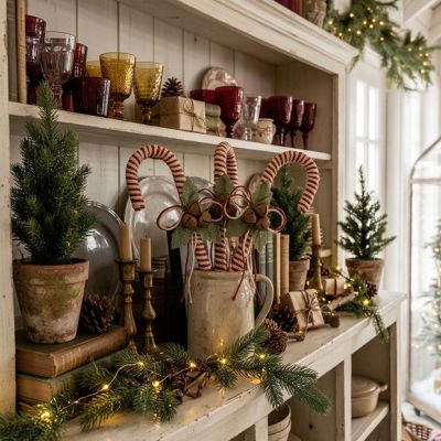 Rustic Twine Candy Cane 14 Inch