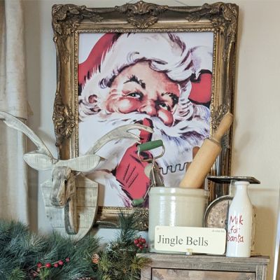 Rustic Vintage Inspired Santa Framed Wall Decor