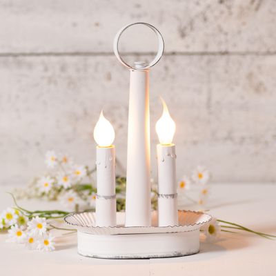 Rustic White Double Candle Style Accent Light