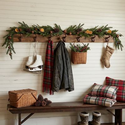 Rustic Wood and Iron Wall Hook Rack