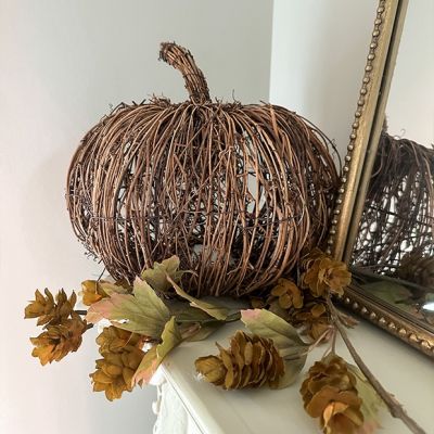 Rustic Woodland Lighted Pumpkin 11.5 inch
