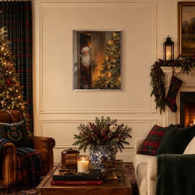 Santa At The Christmas Door Framed Wall Decor
