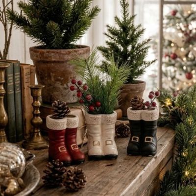 Santa Boots Mini Vases Set of 3