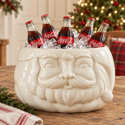 Santa Head Stoneware Bottle Cooler