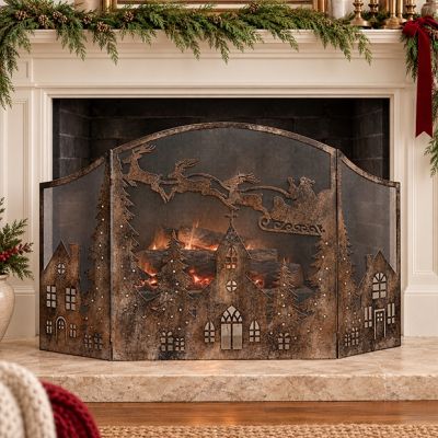 Santa Sleigh Scene Fire Screen