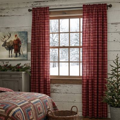 Scalloped Edge Americana Plaid 2 Panel Set