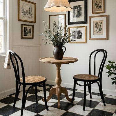 Scalloped Round Wood Side Table