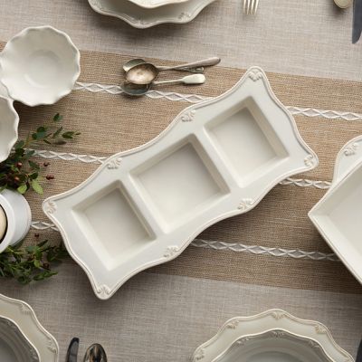 Scalloped Scrollwork Stoneware Condiment Server