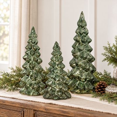Shimmering Glass LED Tree Set of 3