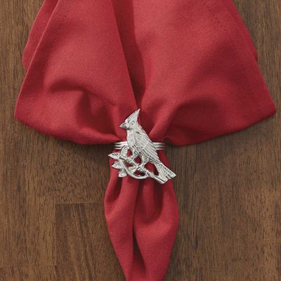 Silver Finished Cardinal Napkin Ring Bundle
