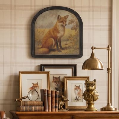 Sitting Fox Arched Framed Print