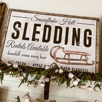 Snowflake Hill Sledding Canvas Wall Art