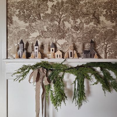 Snowy Church Shelf Sitter Set of 9
